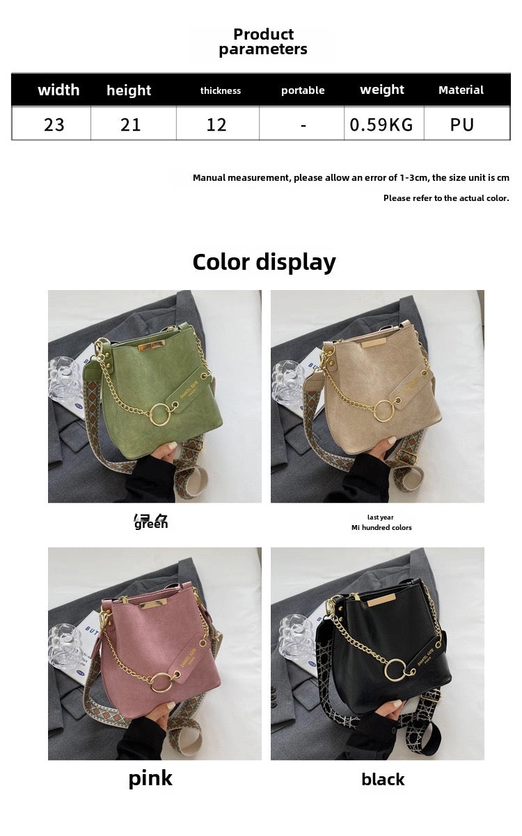 Internet Celebrity High-End 2025 Bucket Bag Foreign Style Wide Crossbody Bag