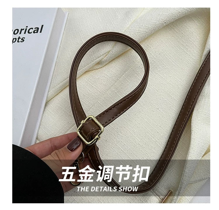 High end textured crossbody and hand carry small bag with twilly
