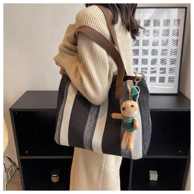 Large Capacity 2025 New Canvas Cloth Crossbody bag with sling and free  ornaments/keychain