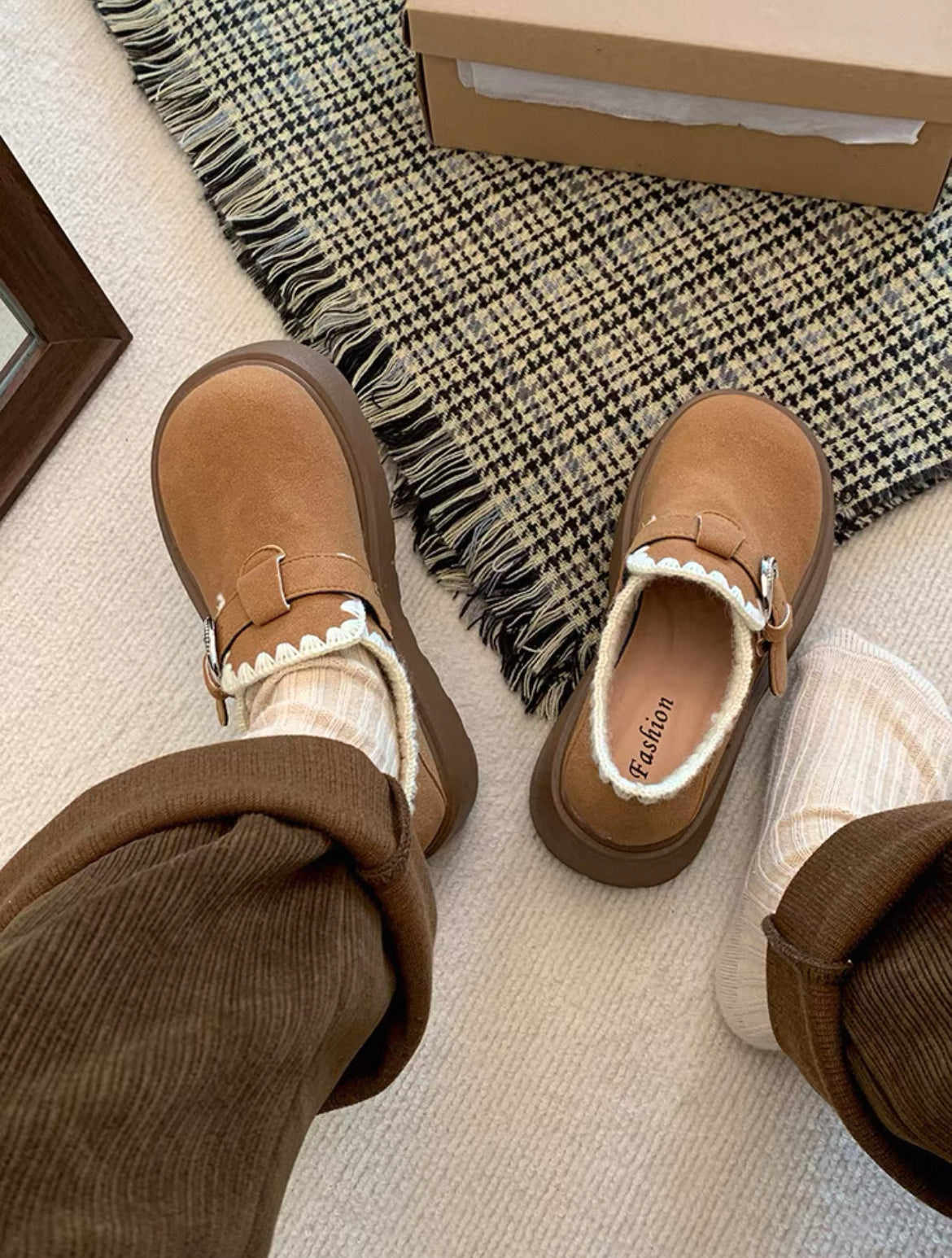 Celebrity Style Thick-Soled Baotou Half-Slippers for Women's Outer Wear Heightening Birkenstock Shoes