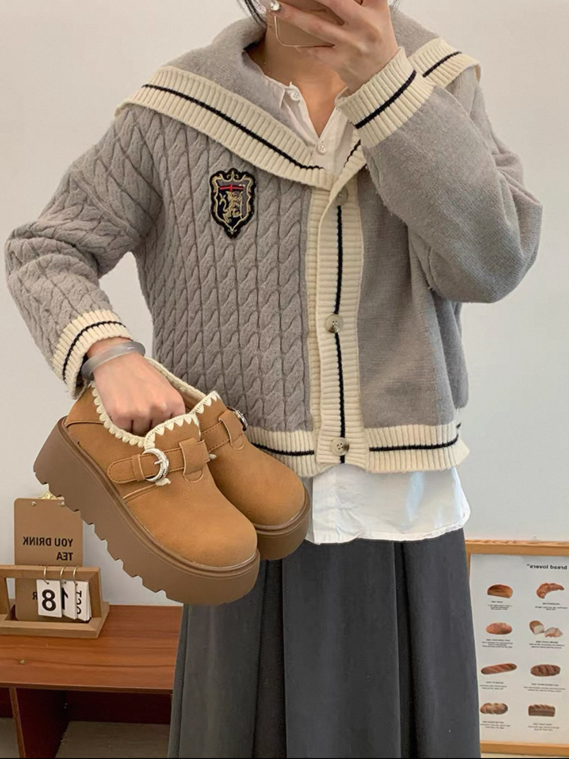 Celebrity Style Thick-Soled Baotou Half-Slippers for Women's Outer Wear Heightening Birkenstock Shoes