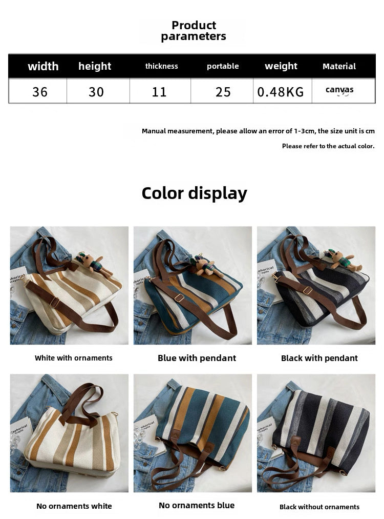 Large Capacity 2025 New Canvas Cloth Crossbody bag with sling and free  ornaments/keychain