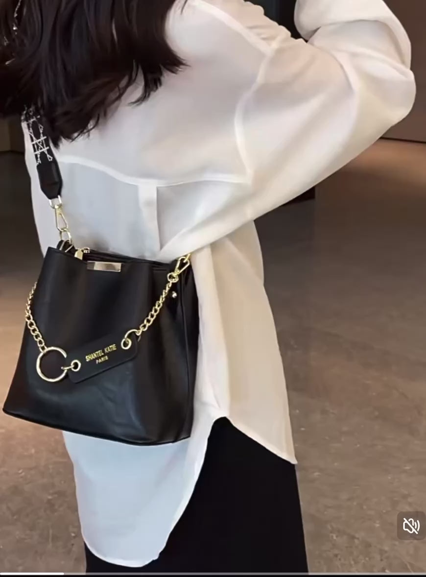 Internet Celebrity High-End 2025 Bucket Bag Foreign Style Wide Crossbody Bag