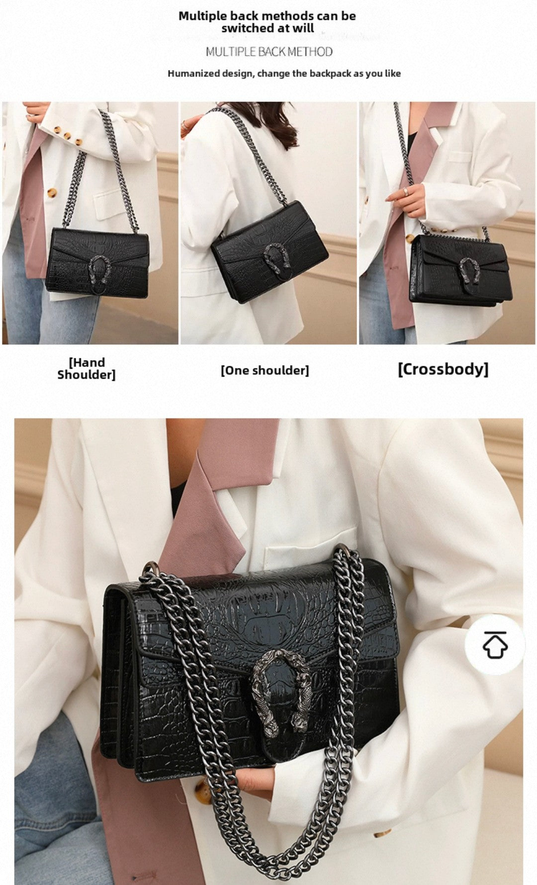 PRE ORDER ! HIGH QUALITY DUPE Retro Crocodile Pattern Bag